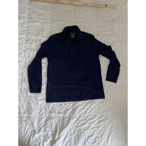 Tasso Elba Men's Sweater Size M Blue Supima Cotton 1/4 Zip Button Mock Neck - Picture 3 of 9